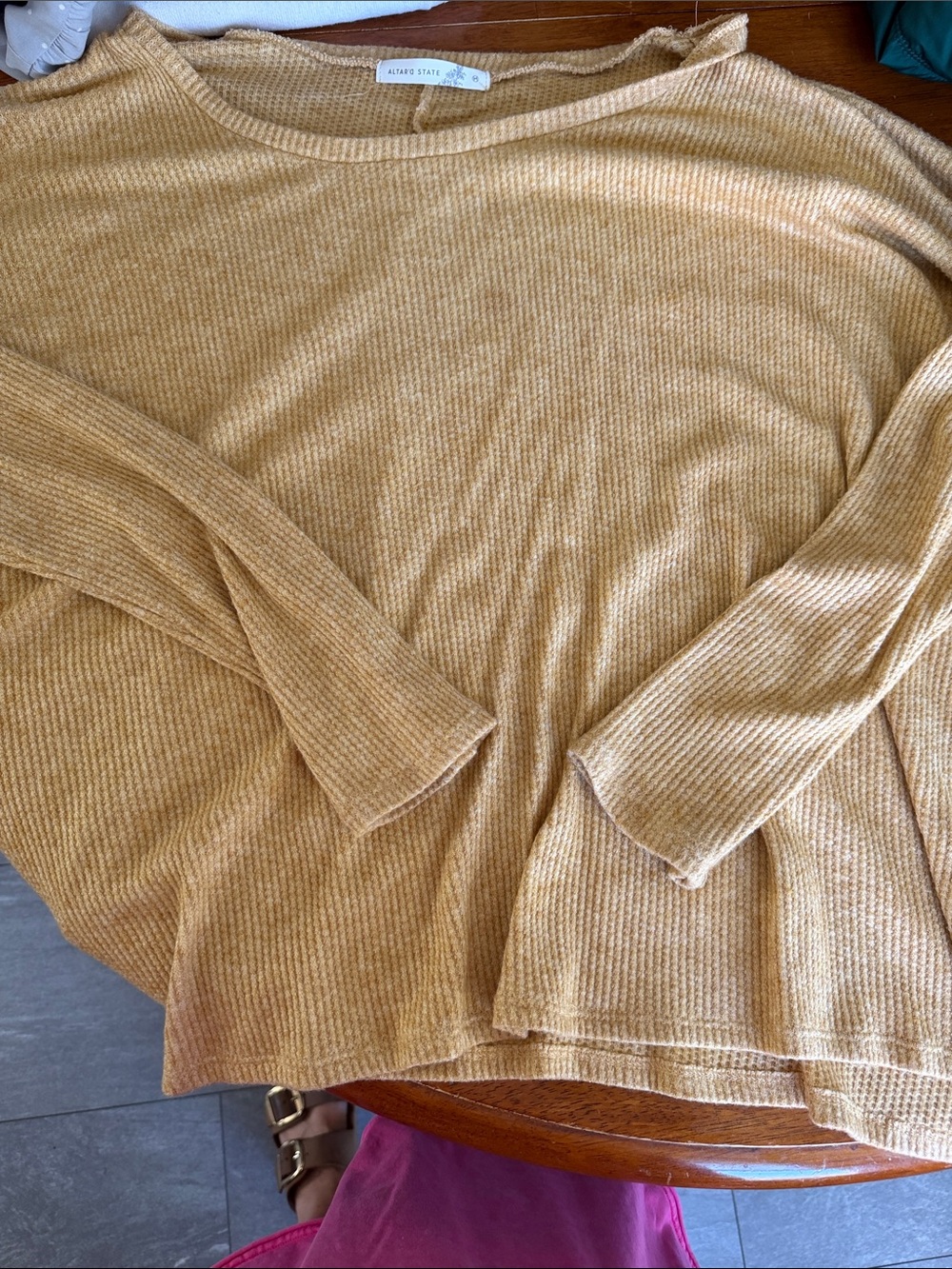 Altar'd State Lightweight Ribbed Crewneck Sweater — Mustard